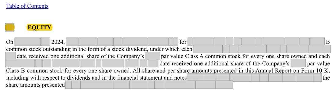 Masked extract: Form 10-K 2024 (prior year), page 78. Where the disclosure should appear: nothing here
